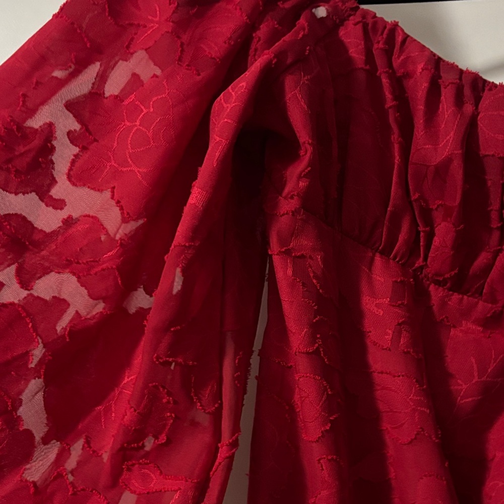 Off-Shoulder Red Mini Dress - Picture 3 of 3